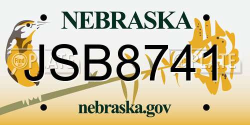 JSB8741 Nebraska License Plate