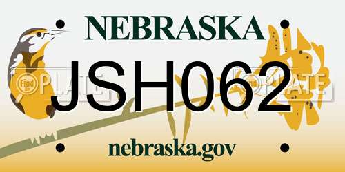 JSH062 Nebraska License Plate