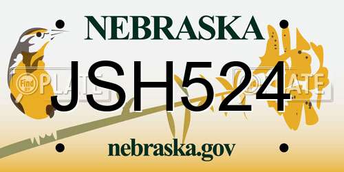 JSH524 Nebraska License Plate