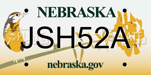 JSH52A Nebraska License Plate