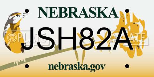 JSH82A Nebraska License Plate
