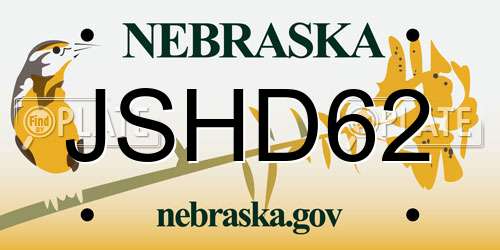 JSHD62 Nebraska License Plate