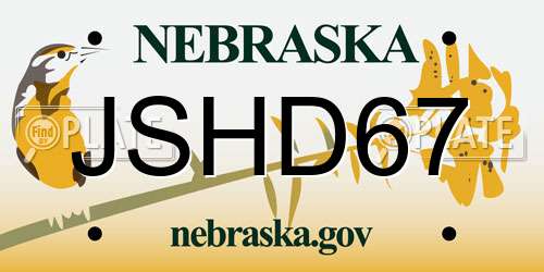 JSHD67 Nebraska License Plate