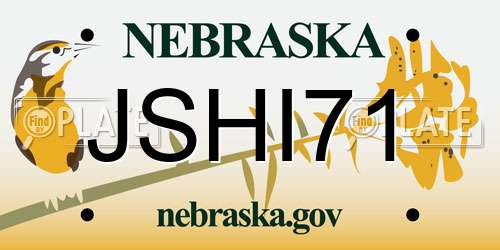 JSHI71 Nebraska License Plate