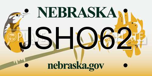 JSHO62 Nebraska License Plate