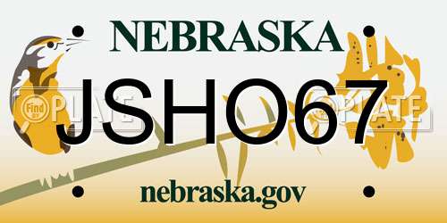 JSHO67 Nebraska License Plate