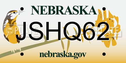 JSHQ62 Nebraska License Plate