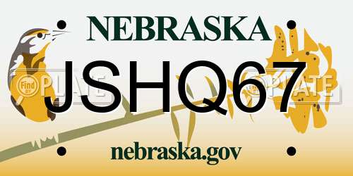 JSHQ67 Nebraska License Plate