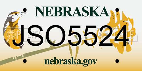 JSO5524 Nebraska License Plate