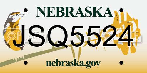 JSQ5524 Nebraska License Plate