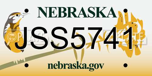 JSS5741 Nebraska License Plate