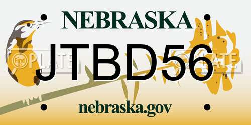 JTBD56 Nebraska License Plate