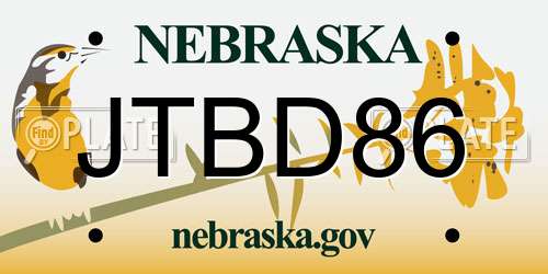 JTBD86 Nebraska License Plate