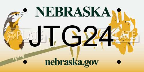 JTG24 Nebraska License Plate