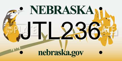 JTL236 Nebraska License Plate