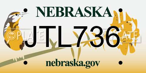 JTL736 Nebraska License Plate