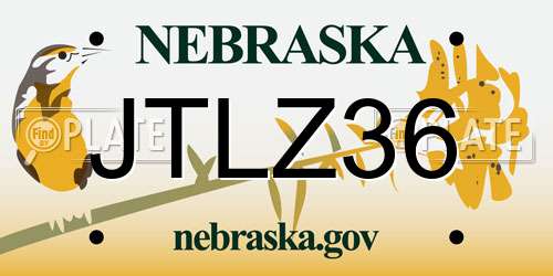 JTLZ36 Nebraska License Plate