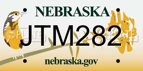 JTM282 Nebraska License Plate