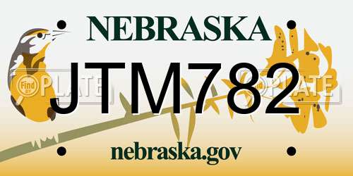 JTM782 Nebraska License Plate