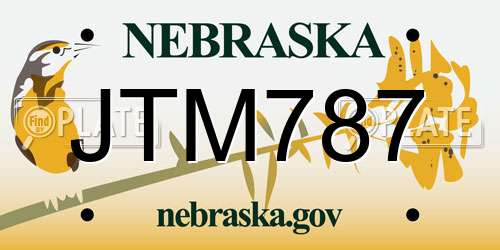 JTM787 Nebraska License Plate