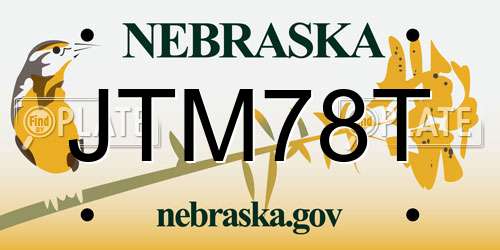 JTM78T Nebraska License Plate