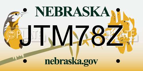 JTM78Z Nebraska License Plate