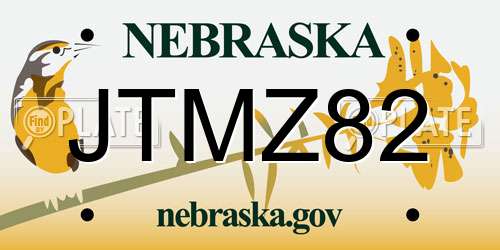 JTMZ82 Nebraska License Plate