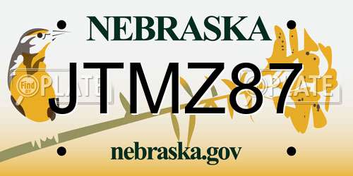 JTMZ87 Nebraska License Plate