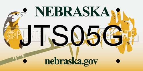 JTS05G Nebraska License Plate