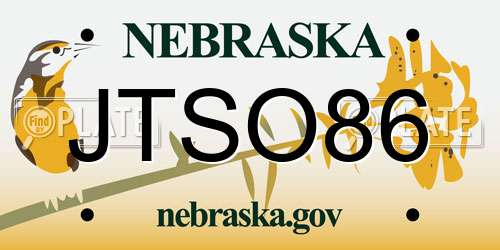 JTSO86 Nebraska License Plate