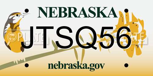 JTSQ56 Nebraska License Plate