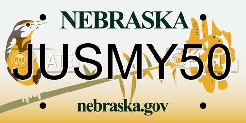 JUSMY50 Nebraska License Plate