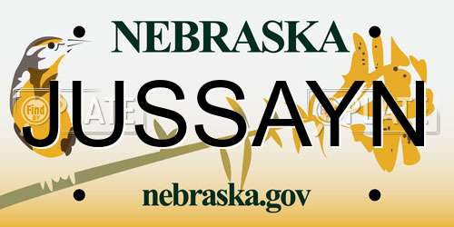 JUSSAYN Nebraska License Plate