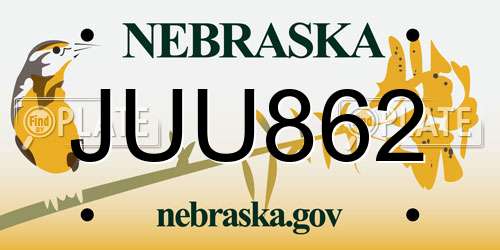 JUU862 Nebraska License Plate