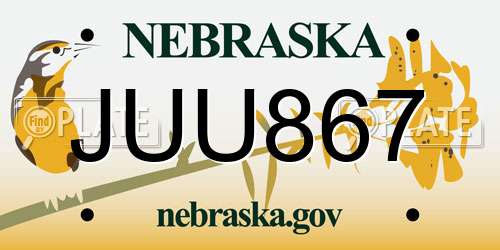 JUU867 Nebraska License Plate