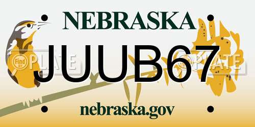 JUUB67 Nebraska License Plate