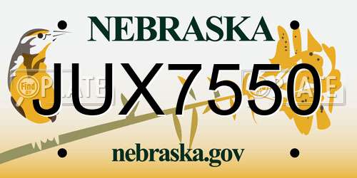 JUX7550 Nebraska License Plate