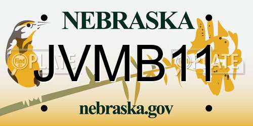 JVMB11 Nebraska License Plate