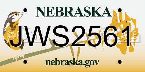 JWS2561 Nebraska License Plate