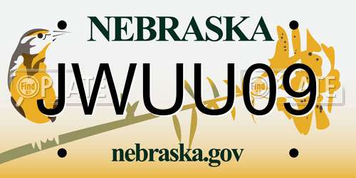 JWUU09 Nebraska License Plate