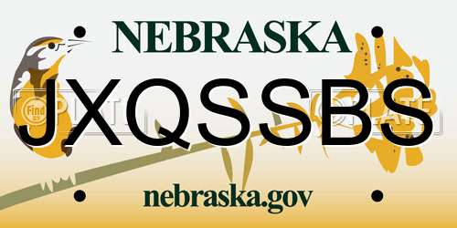 JXQSSBS Nebraska License Plate