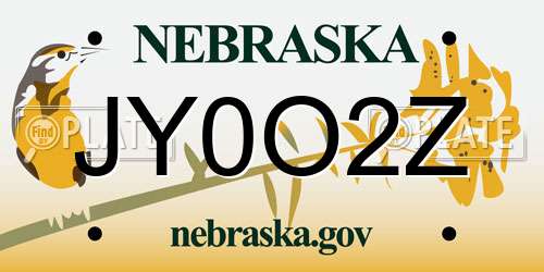 JY0O2Z Nebraska License Plate