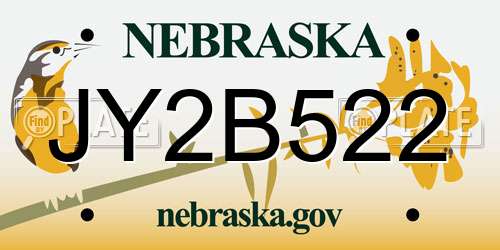 JY2B522 Nebraska License Plate