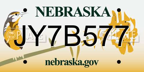 JY7B577 Nebraska License Plate
