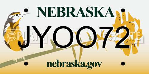 JYOO72 Nebraska License Plate