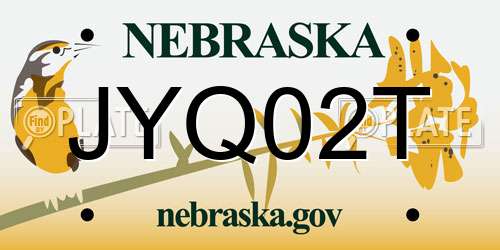 JYQ02T Nebraska License Plate