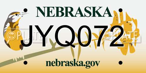 JYQ072 Nebraska License Plate