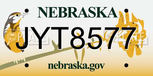 JYT8577 Nebraska License Plate
