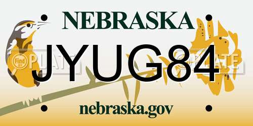 JYUG84 Nebraska License Plate