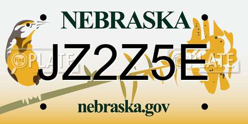 JZ2Z5E Nebraska License Plate